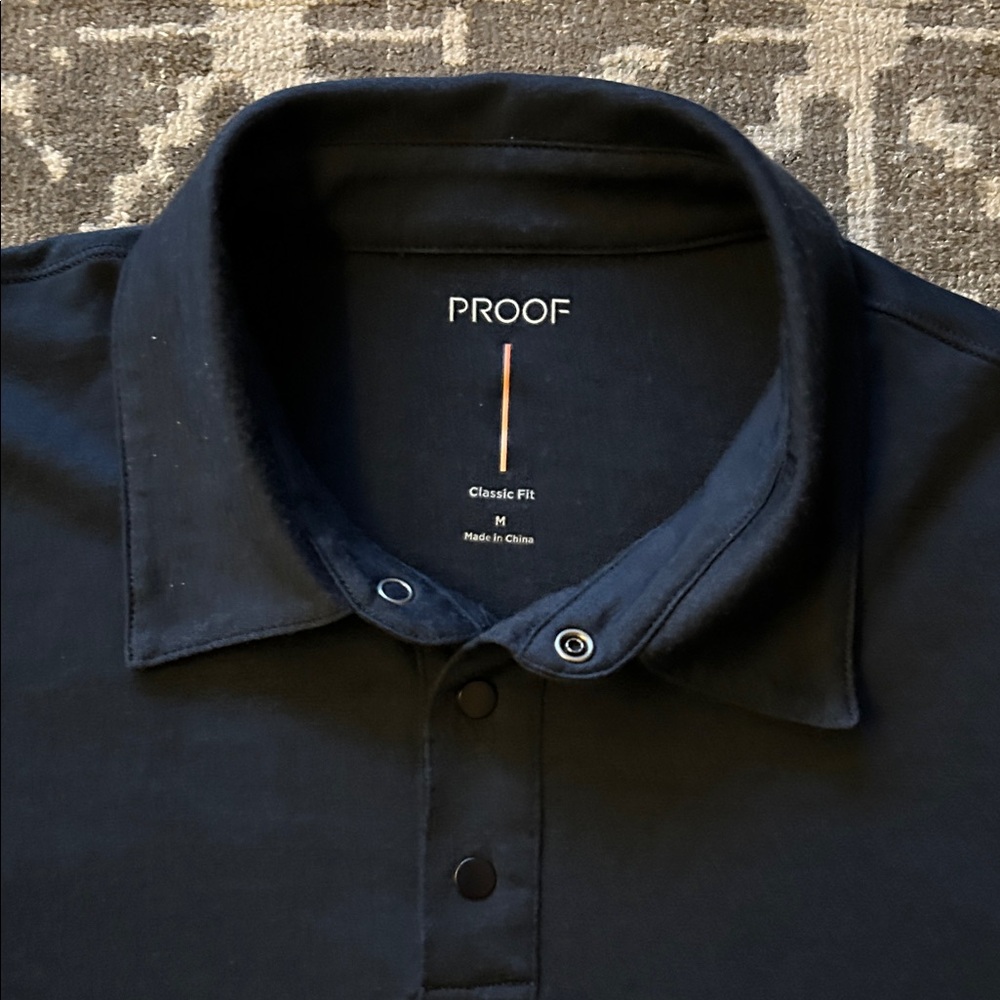 PROOF Navy Blue Merino Wool Polo Shirt - Picture 4 of 11